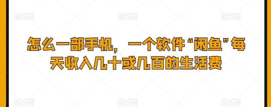 怎么一部手机，一个软件“闲鱼”每天收入几十或几百的生活费-星火轻创