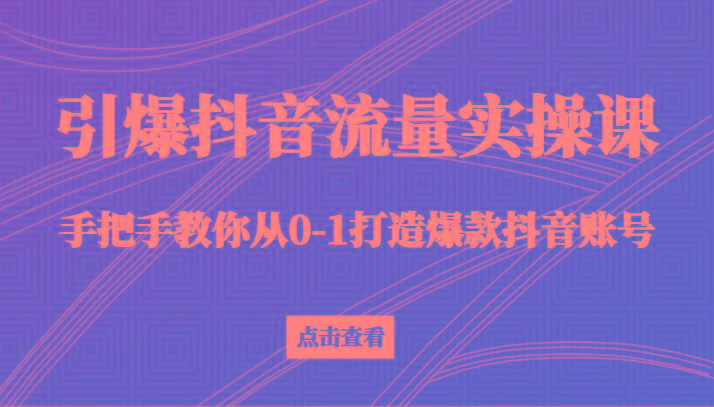 引爆抖音流量实操课，手把手教你从0-1打造爆款抖音账号(27节课)-星火轻创