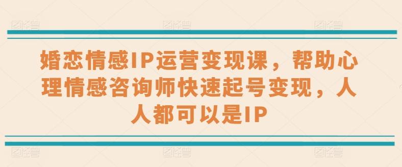 婚恋情感IP运营变现课，帮助心理情感咨询师快速起号变现，人人都可以是IP-星火轻创