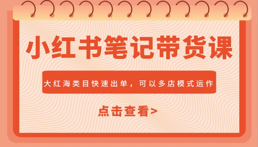 小红书笔记带货课，大红海类目快速出单，市场大，可以多店模式运作-星火轻创
