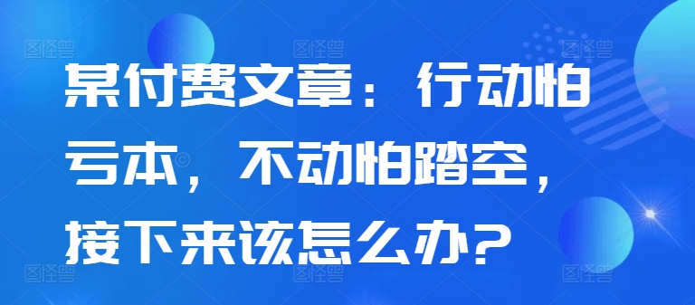 某付费文章：行动怕亏本，不动怕踏空，接下来该怎么办?-星火轻创