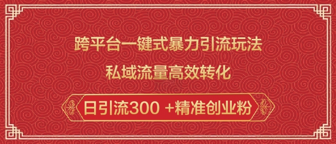 跨平台一键式暴力引流玩法，私域流量高效转化日引流300 +精准创业粉-星火轻创