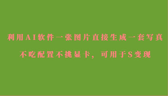 利用AI软件只需一张图片直接生成一套写真，不吃配置不挑显卡，可用于S变现-星火轻创