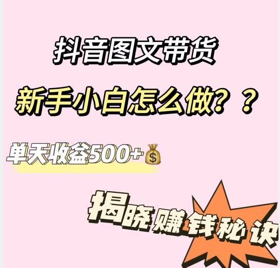 抖音图文带货，新手小白怎么做？单天收益500+【揭秘赚钱秘诀】-星火轻创