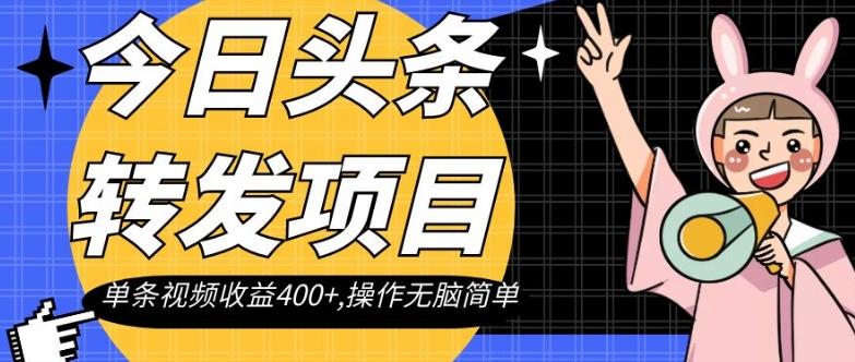 今日头条转发项目，单条视频收益400+,操作无脑简单【揭秘】-星火轻创