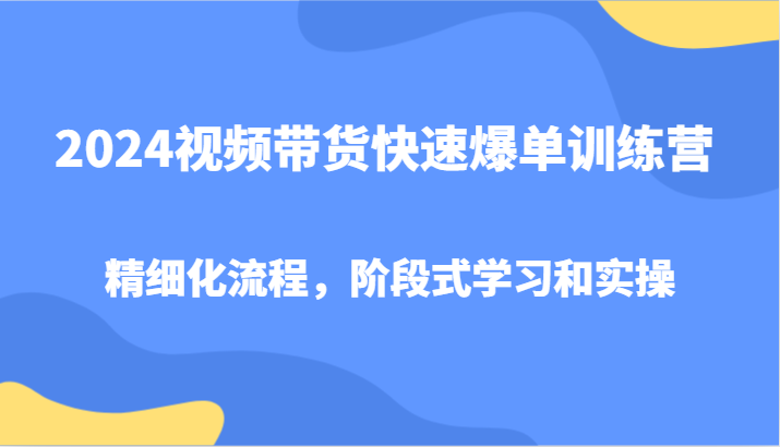 2024视频带货快速爆单训练营，精细化流程，阶段式学习和实操-星火轻创