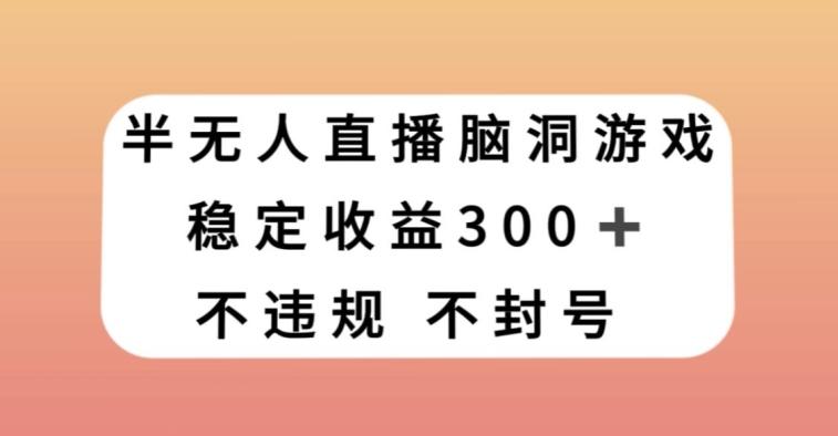 半无人直播脑洞小游戏，每天收入300+，保姆式教学小白轻松上手【揭秘】-星火轻创