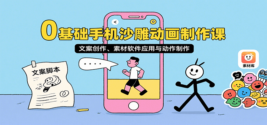 0基础手机沙雕动画制作课，文案创作、素材软件应用与动作制作-星火轻创