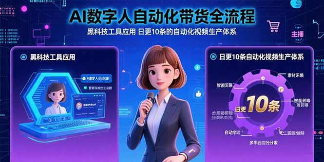 AI数字人自动化带货全流程：黑科技工具应用 日更10条的自动化视频生产体系-星火轻创
