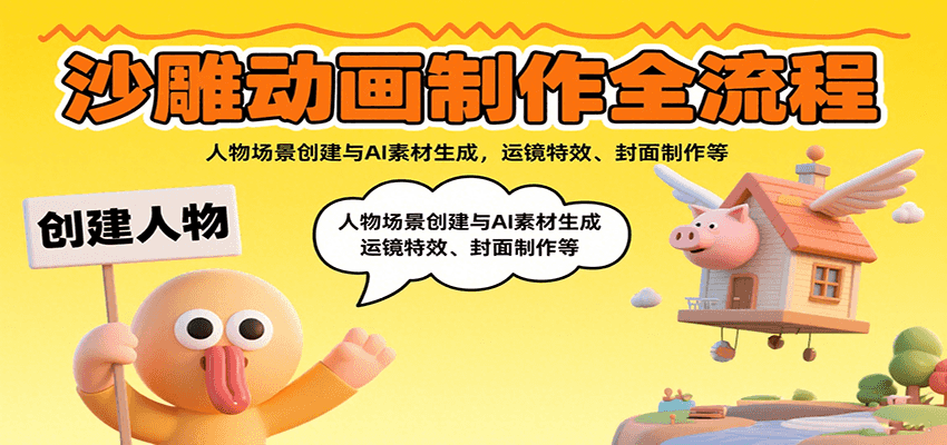 沙雕动画制作全流程：人物场景创建与AI素材生成，运镜特效、封面制作等-星火轻创