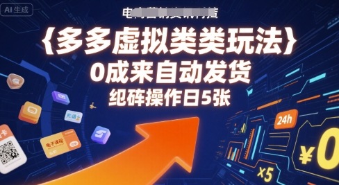 多多虚拟类目玩法，0成本全自动发货，矩阵操作日5张-星火轻创