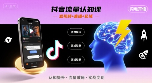 抖音流量认知课，短视频+直播+私域，认知提升，闪电开悟-星火轻创