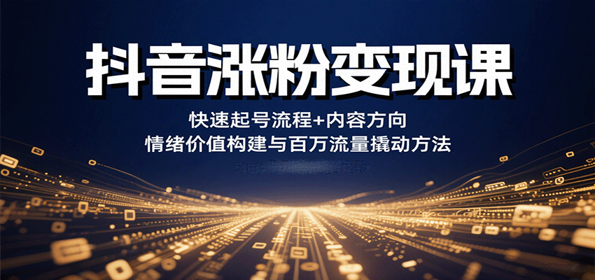 抖音涨粉变现课,快速起号流程+内容方向+情绪价值构建与百万流量撬动方法-星火轻创