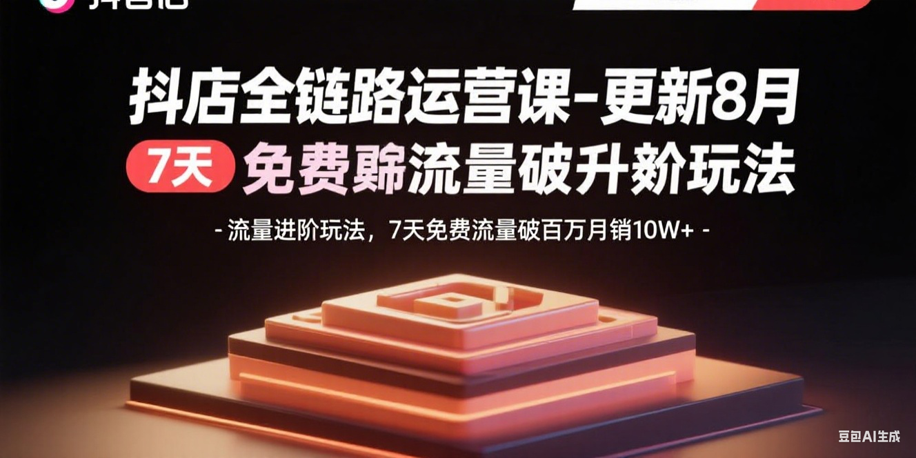 抖店全链路运营课-更新8月：流量进阶玩法，7天免费流量破百万月销10W+-星火轻创