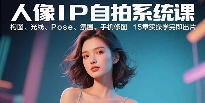 人像IP自拍系统课：构图、光线、Pose、氛围、手机修图 15章实操学完即出片-星火轻创