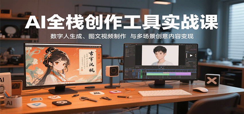 AI全栈创作工具实战课:数字人生成、图文视频制作与多场景创意内容变现-星火轻创
