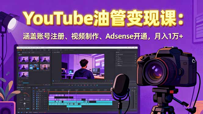 2025YouTube油管变现课：涵盖账号注册、视频制作、Adsense开通，月入1万+-星火轻创