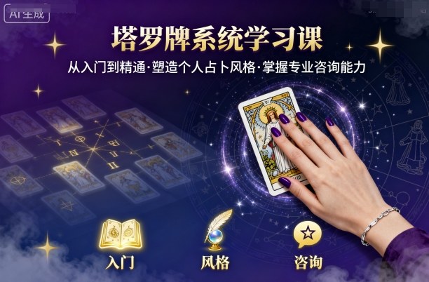 塔罗牌系统学习课，助你从入门到精通，塑造个人占卜风格，掌握专业咨询能力-星火轻创