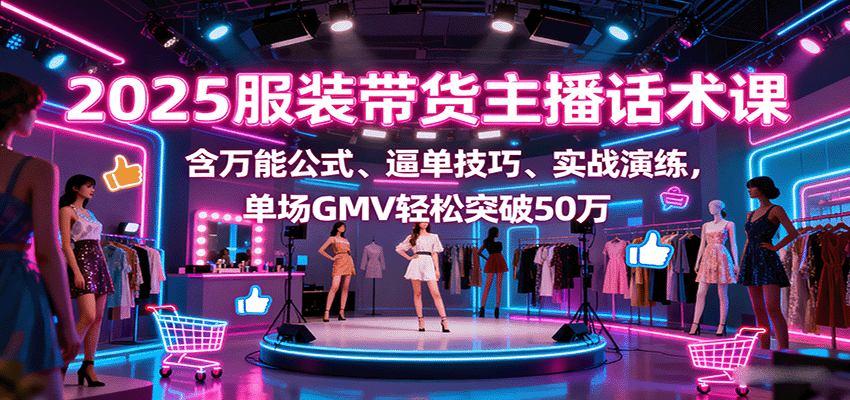 2025服装带货主播话术课，含万能公式、逼单技巧、实战演练，单场GMV轻松突破50万-星火轻创