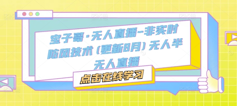 宝子哥·无人直播-非实时防风技术(更新25年9月)无人半无人直播-星火轻创