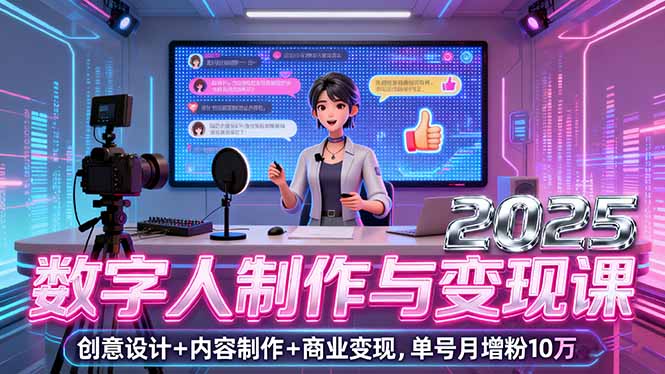 2025数字人制作与变现课，创意设计+内容制作+商业变现，单号月增粉10万+-星火轻创