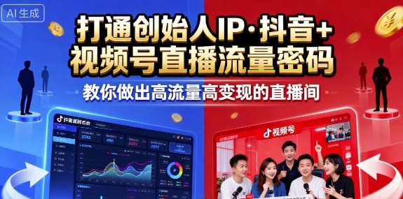 25年直播9-10两期线下课，打通创始人IP，抖音+视频号直播流量密码，教你做出高流量高变现的直播间-星火轻创