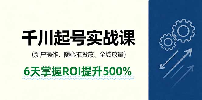 抖音千川起号实战课，新户操作,随心推投放,全域放量，6天掌握ROI提升500%-星火轻创