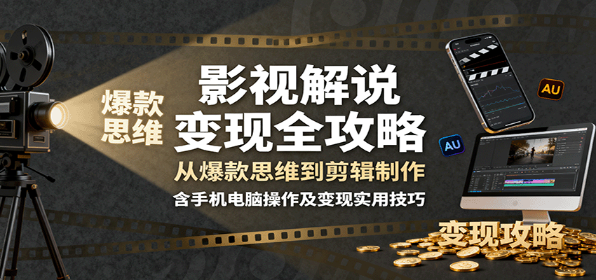 影视解说变现全攻略：从爆款思维到剪辑制作，含手机电脑操作及变现实用技巧-星火轻创