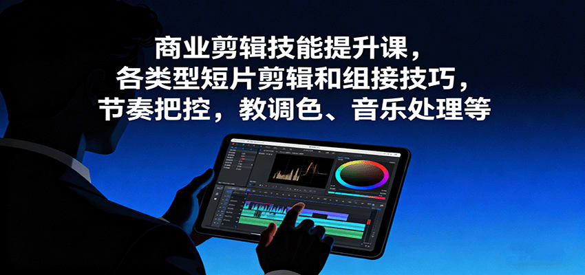 商业剪辑技能提升课,各类型短片剪辑和组接技巧,节奏把控,教调色、音乐处理等-星火轻创