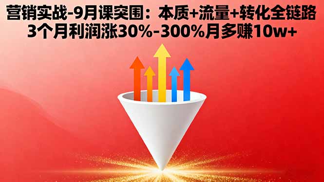 营销实战-9月突围课:本质+流量+转化全链路 3个月利润涨30%-300%月多赚10w+-星火轻创