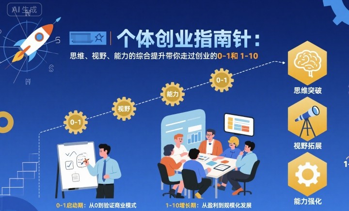 个体创业指南针，思维、视野、能力的综合提升带你走过创业的0-1和1-10【音频】-星火轻创