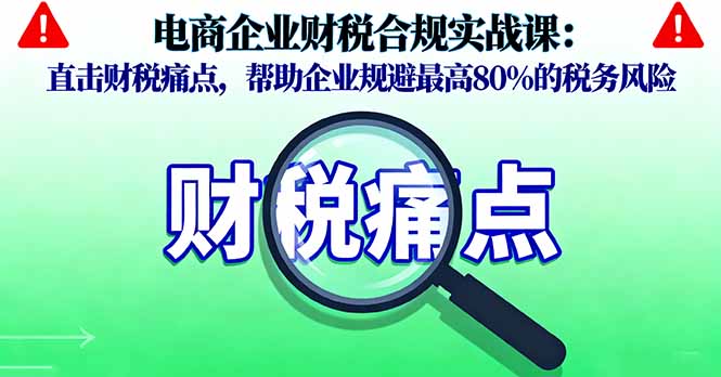 电商企业财税合规实战课，直击财税痛点，帮助企业规避最高80%的税务风险-星火轻创