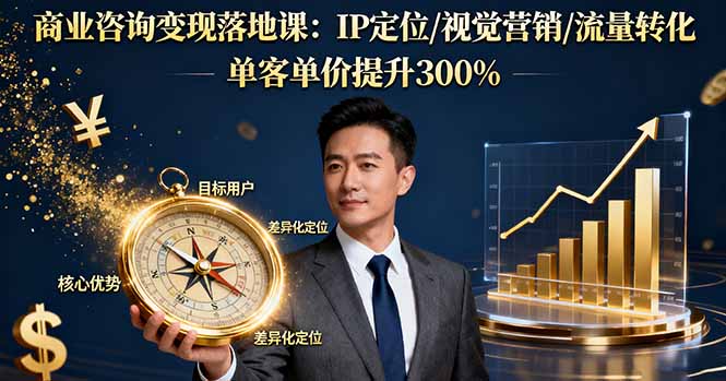 商业咨询变现落地课：IP定位/视觉营销/流量转化，单客单价提升300%-星火轻创