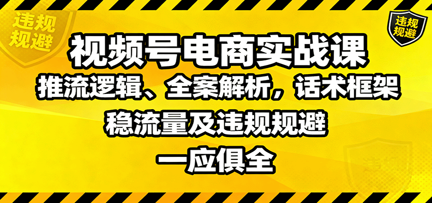 视频号电商实战课:推流逻辑、全案解析,话术框架,稳流量及违规规避等-星火轻创