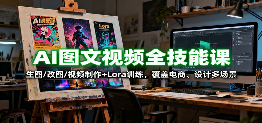 AI图文视频全技能课：生图/改图/视频制作+Lora训练，覆盖电商 、设计多场景-星火轻创