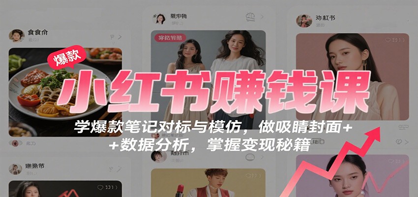 小红书赚钱课：学爆款笔记对标与模仿，做吸睛封面 + 数据分析，掌握变现秘籍-星火轻创