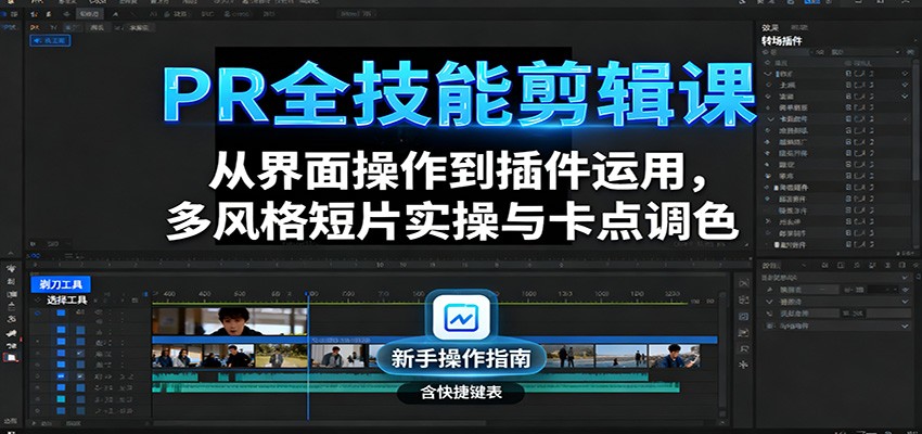 PR全技能剪辑课：从界面操作到插件运用，多风格短片实操与卡点调色-星火轻创