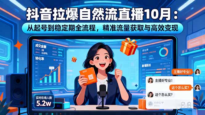 抖音拉爆自然流直播10月：从起号到稳定期全流程，精准流量获取与高效变现-星火轻创