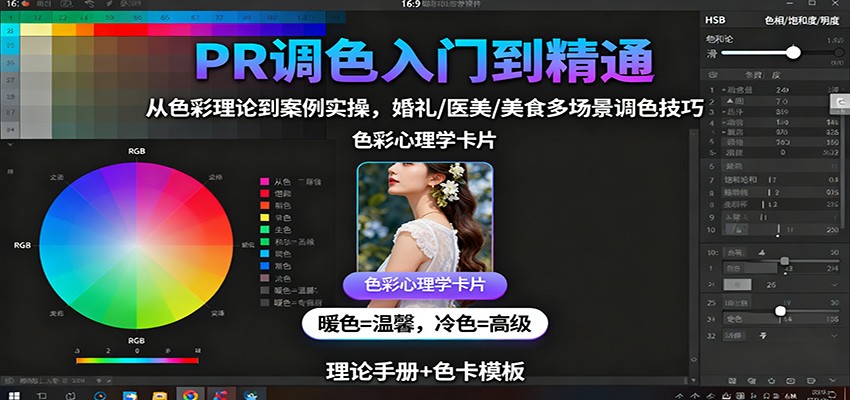 PR调色入门到精通：从色彩理论到案例实操，婚礼/医美/美食多场景调色技巧-星火轻创