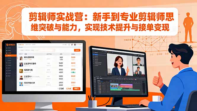 剪辑师实战营：新手到专业剪辑师思维突破与能力，实现技术提升与接单变现-星火轻创