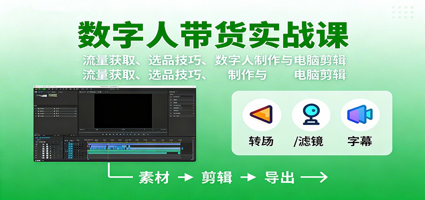 数字人变现实战课：流量获取、选品技巧、数字人制作与电脑剪辑-星火轻创