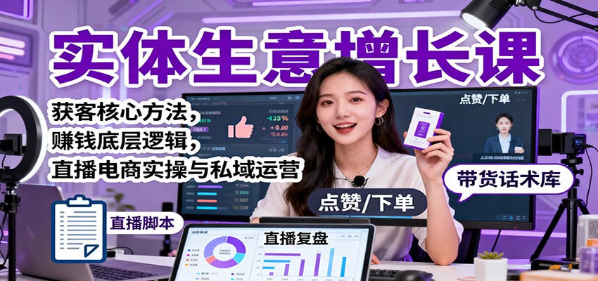 实体生意增长课:获客核心方法,赚钱底层逻辑,直播电商实操与私域运营-星火轻创