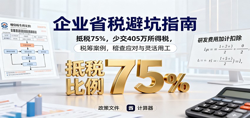 企业省税避坑指南：抵税75%，少交405万所得税，税筹案例，稽查应对与灵活用工-星火轻创
