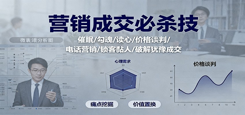 营销成交必杀技：催眠/勾魂/读心/价格谈判/电话营销/锁客黏人/破解犹豫成交-星火轻创