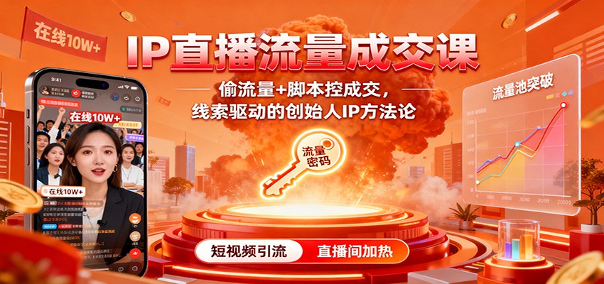 IP直播流量成交课：偷流量+脚本控成交，线索驱动的创始人IP方法论-星火轻创