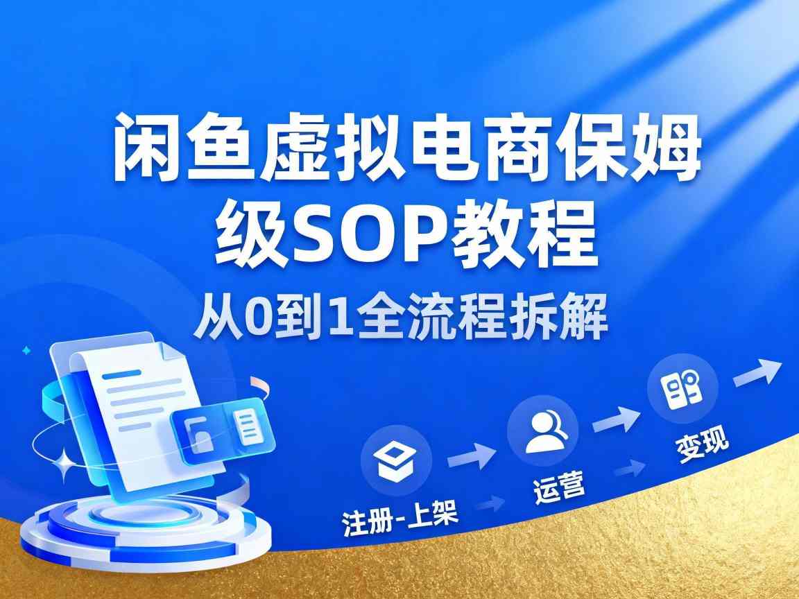 闲鱼虚拟电商，月入轻松过1W，保姆级SOP教程-星火轻创