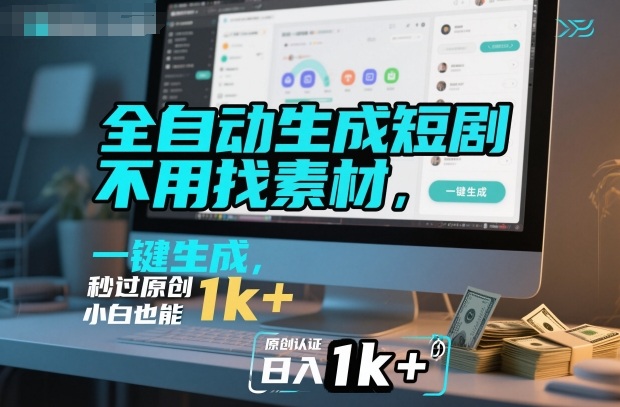 全自动生成短剧，不用找素材，不用剪辑，一键生成，秒过原创，小白也能轻松日入1k+【揭秘】-星火轻创