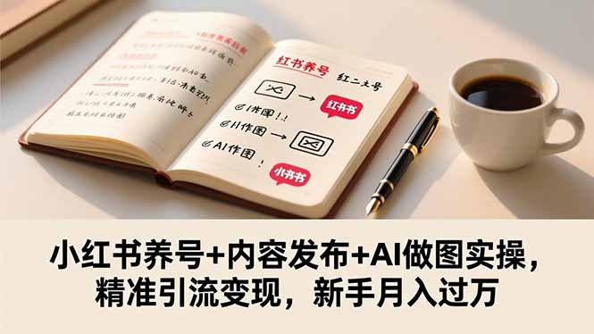 小红书养号+内容发布+AI做图实操，精准引流变现，新手月入过万-星火轻创