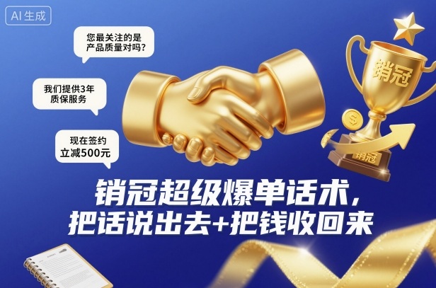 销冠超级爆单话术，把话说出去+把钱收回来-星火轻创