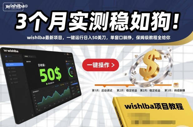 3个月实测稳如狗！wishlba最新项目，一键运行日入50美刀，单窗口躺挣，保姆级教程全给你【揭秘】-星火轻创